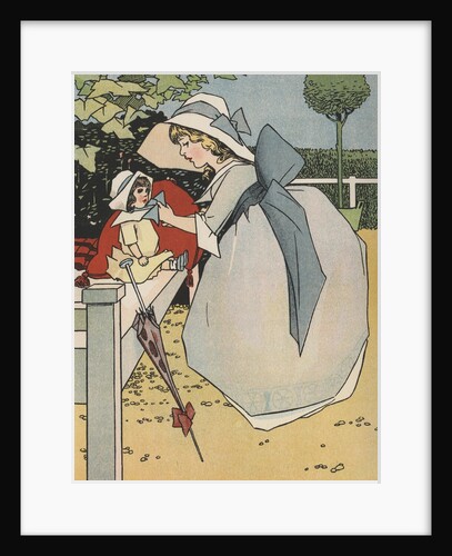 Girl playing with doll by Anonymous