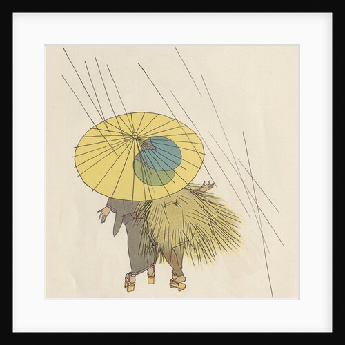 Japanese couple walking in rain by Anonymous