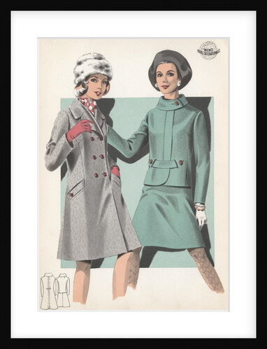Models wearing coat and suit by Anonymous