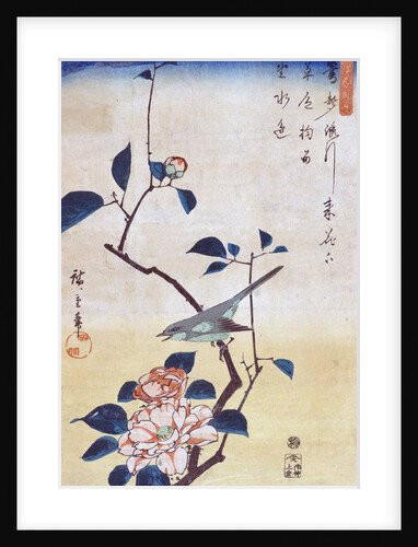 Tsubaki ni Uguisu (Camellia and Bush Warbler) by Utagawa Hiroshige
