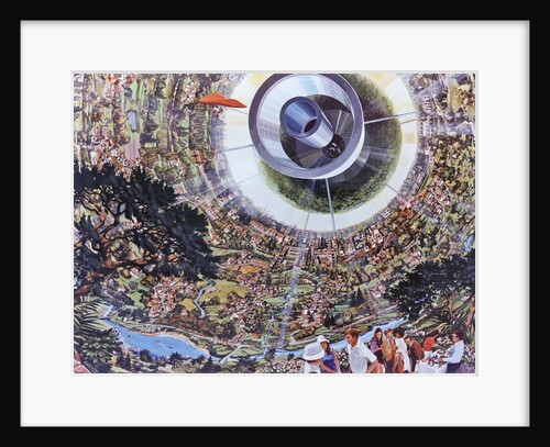 Interior view of a Bernal Sphere space colony for 10,000 people by Anonymous