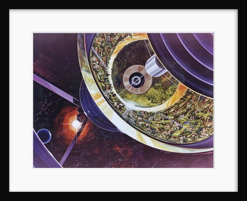 Cutaway view of a Bernal Sphere space colony for 10,000 people by Anonymous