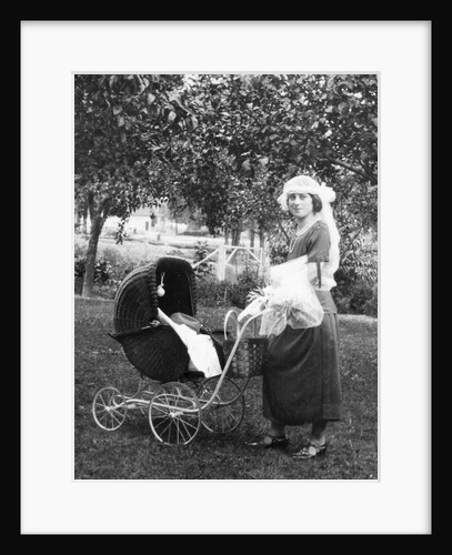 Mother to be with stroller at baby shower, ca. 1924 by Anonymous