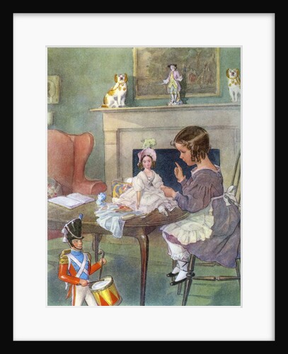 Girl playing with doll by Anonymous