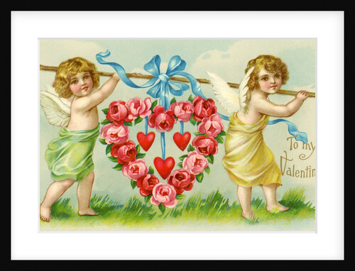 Valentine with two cherubs by Anonymous
