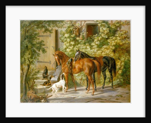 Horses at the Porch by Albrecht Adam