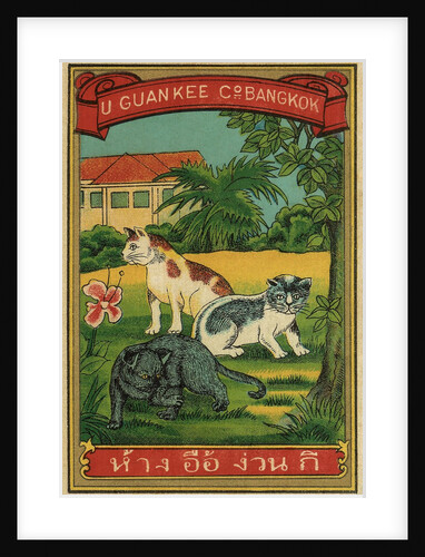 Thai cotton label with cats by Anonymous