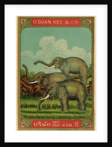 Thai cotton label with elephants by Anonymous