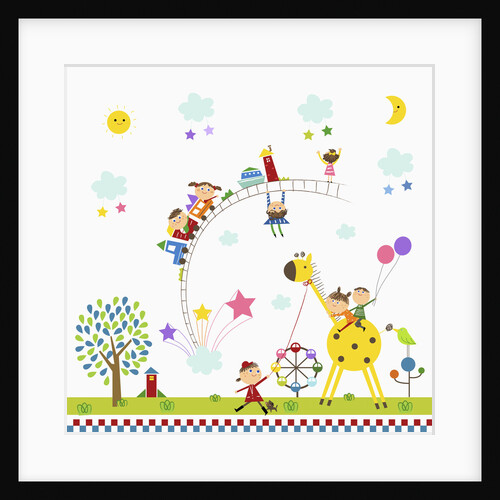 Happy children in amusement park by Anonymous