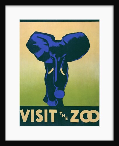 Visit the Zoo poster with elephant by Anonymous
