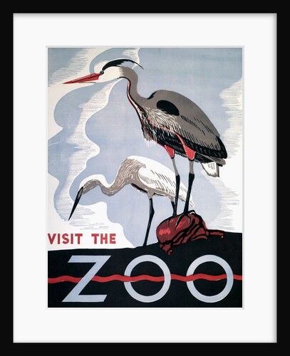 Visit the Zoo poster with two herons by Anonymous
