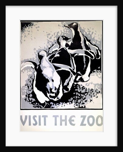 Visit the Zoo poster with three penguins by Anonymous