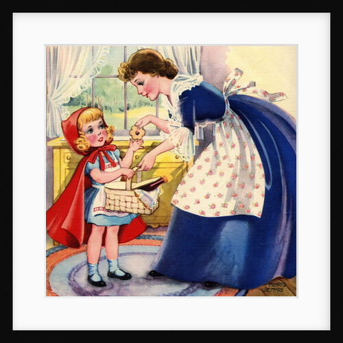 Mother giving cookies to Little Red Riding Hood by Anonymous