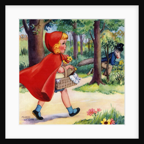 Little Red Riding Hood and Big Bad Wolf in woods by Anonymous