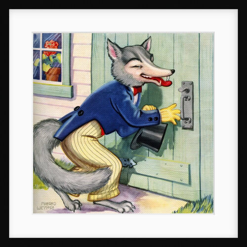 Big Bad Wolf arriving at grandmother's door by Anonymous