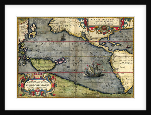Map of the Pacific Ocean by Abraham Ortelius