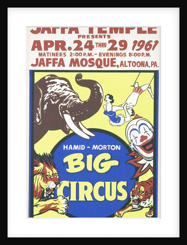 Vintage circus poster with animals and clown by Anonymous