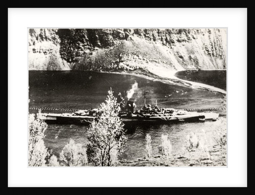 The German Battleship Tirpitz, probably photographed in a Norwegian Fjord by Anonymous