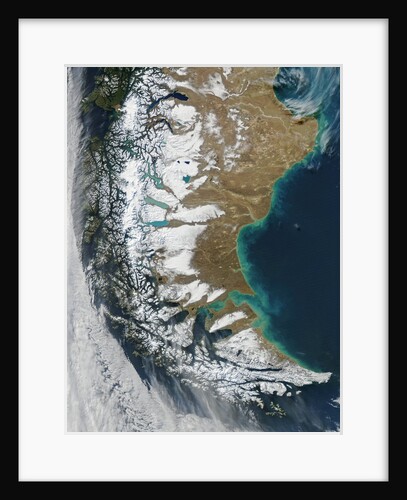 Satellite view of patagonia, the southern tip of Chile and Argentina by Anonymous