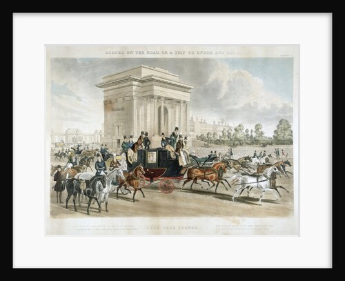 Horse drawn carriages along Hyde Park Corner, London by Anonymous