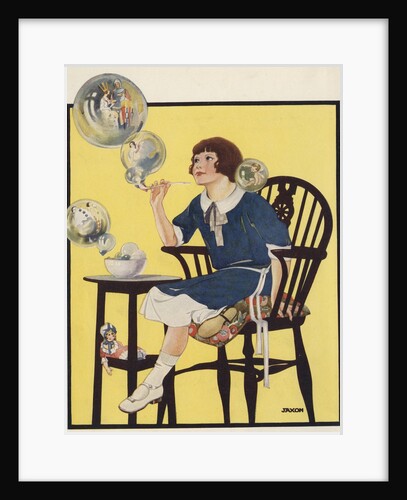 Little girl blowing bubbles by Anonymous