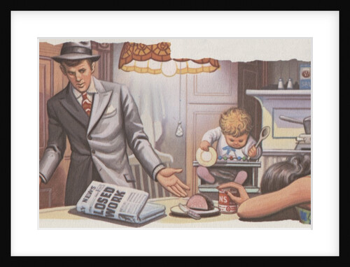 Unemployed man with family by Anonymous