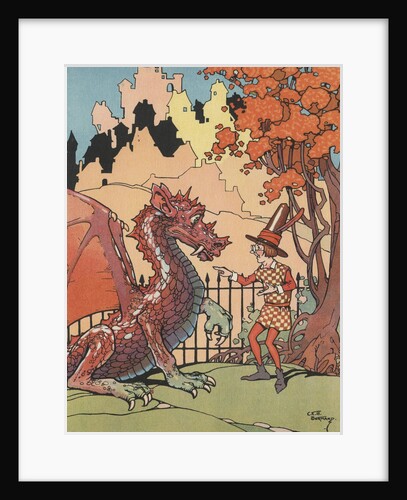 Man talking to dragon by Anonymous