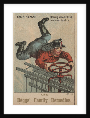 The Fireman: Steering a ladder truck on its way to a fire by Anonymous