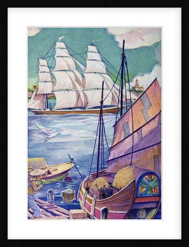 First American clipper ship reaching port in China by Anonymous