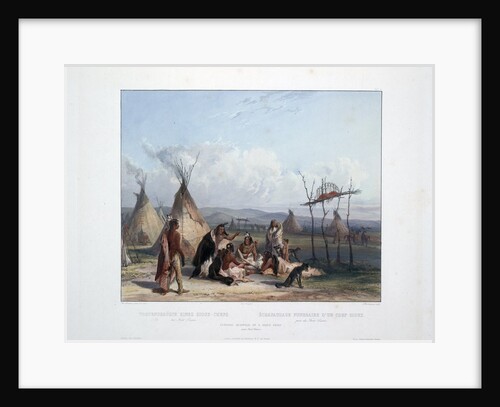 Funeral Scaffold of a Sioux Chief near Fort Pierre by Karl Bodmer