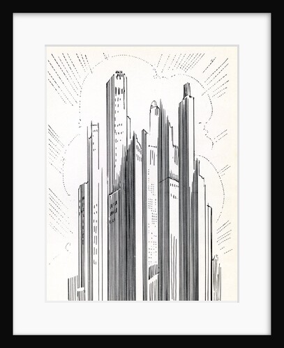 Skyscrapers looming over an American city by Anonymous