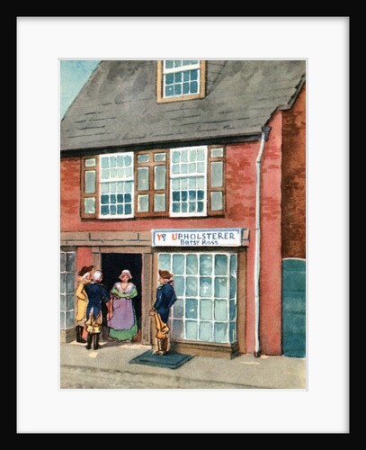 Betsy Ross outside her upholstery shop in Philadelphia by Anonymous