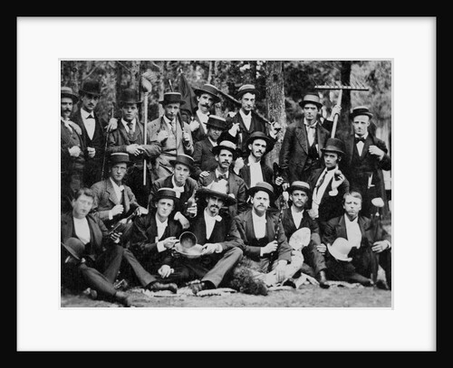 Well dressed men pose with stuff, ca. 1890s. by Anonymous