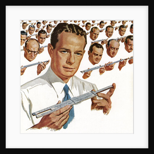 Engineers with slide rules by Anonymous