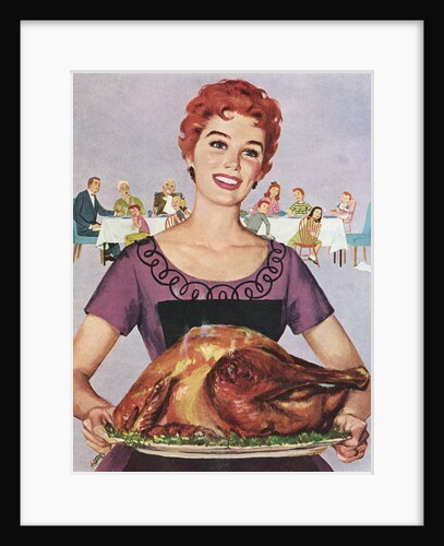 American wife presenting perfect Thanksgiving turkey by Anonymous