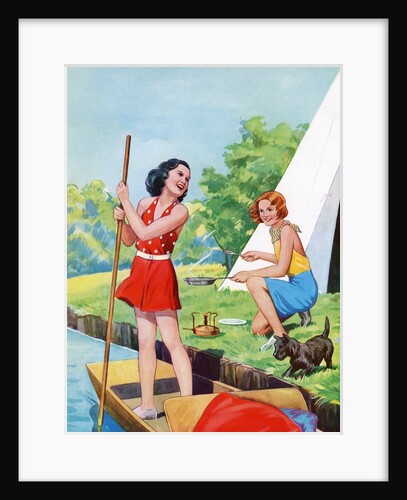 Two young girls camping by Anonymous