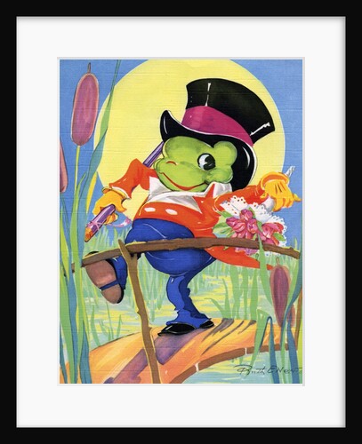 Frog holding bouquet by Anonymous