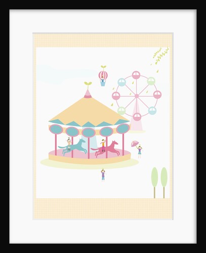The image of pink amusement park rides by Anonymous