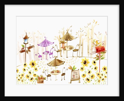 The image of café and flowers by Anonymous