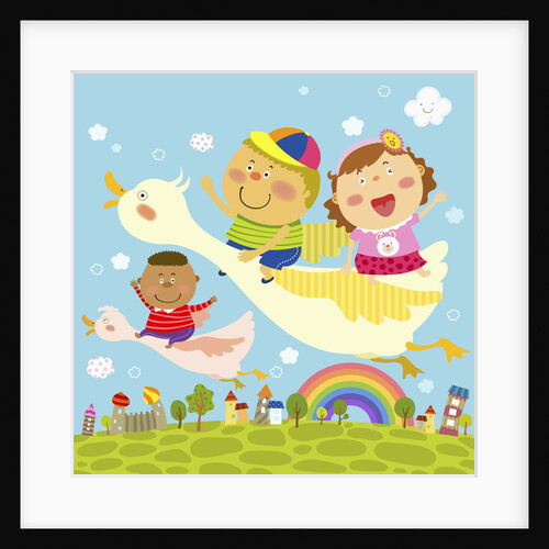 The image of children flying on the bird by Anonymous