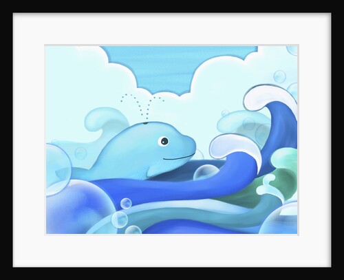 The image of blue whale with wave by Anonymous