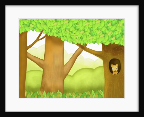 The image of squirrel in the trunk of tree by Anonymous