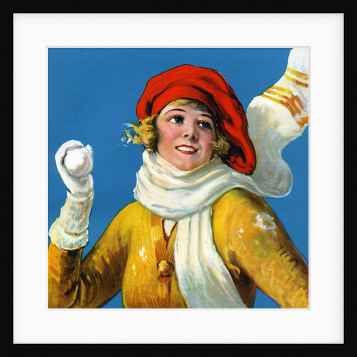 Smiling woman holding snowball by Anonymous