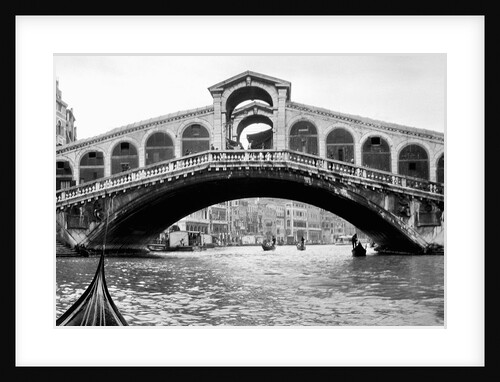 Gondola view of the Rialto Bridge in Venice, Italy, ca. 1912. by Anonymous