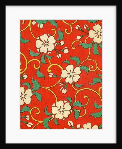 Woodblock print of apple blossoms and vines by Anonymous
