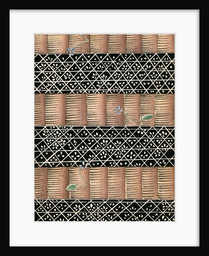 Woodblock print of a bamboo and mesh fence by Anonymous