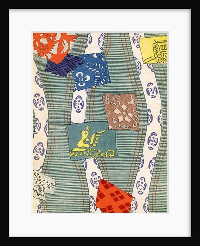 Woodblock print of multi-colored flags by Anonymous