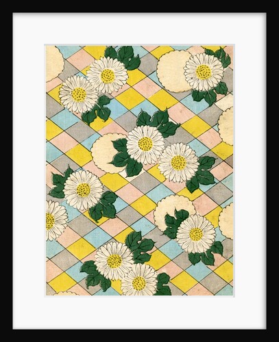 Woodblock print of chrysanthemum blossoms by Anonymous