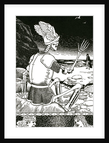 Death as a skeleton bidding farewell to man by Anonymous