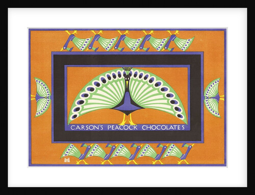 Vintage chocolate box with peacock design by Anonymous